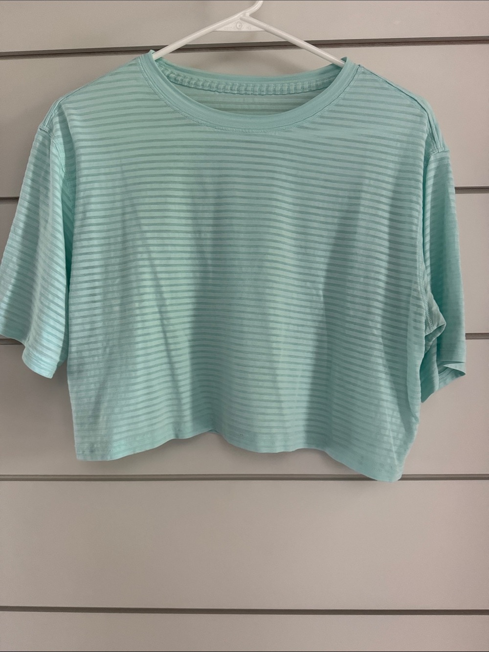 lululemon athletica Light Aqua Striped Short Sleeve Tee